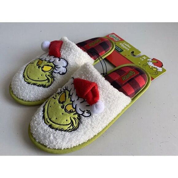 Dr. Seuss How The Grinch Stole Christmas Holiday Slippers Women’s Sz M 7/8 NEW - Picture 12 of 15